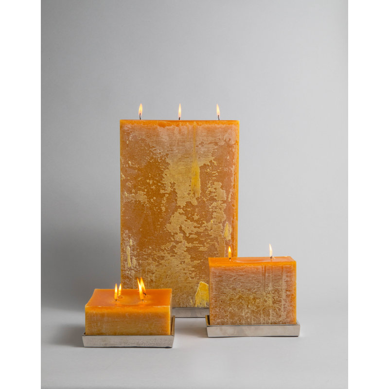 BIDKhome Rectangle 2wick Pillar Candle 6.3"x5.15"x3.15" Anthracite